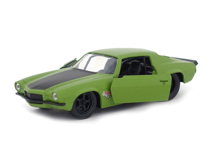 Dom's 1973 Chevrolet Camaro "F-Bomb" Matt Green with Black Hood Stripe "Fast & Furious" Movie 1/32 Diecast Model Car