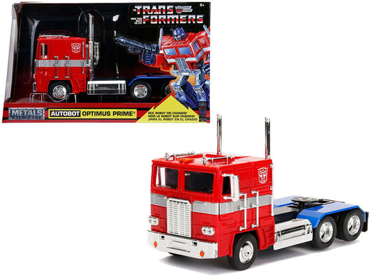 G1 Autobot Optimus Prime Truck Red with Robot on Chassis from "Transformers" TV Series "Hollywood Rides" Series 1/24 Diecast Model