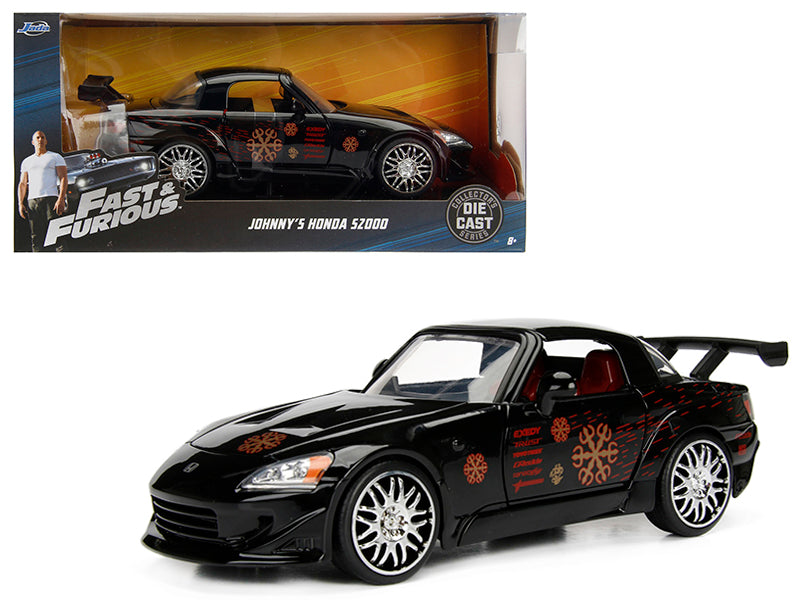 Johnny's 2001 Honda S2000 Black with Graphics "Fast & Furious" Movie 1/24 Diecast Model Car