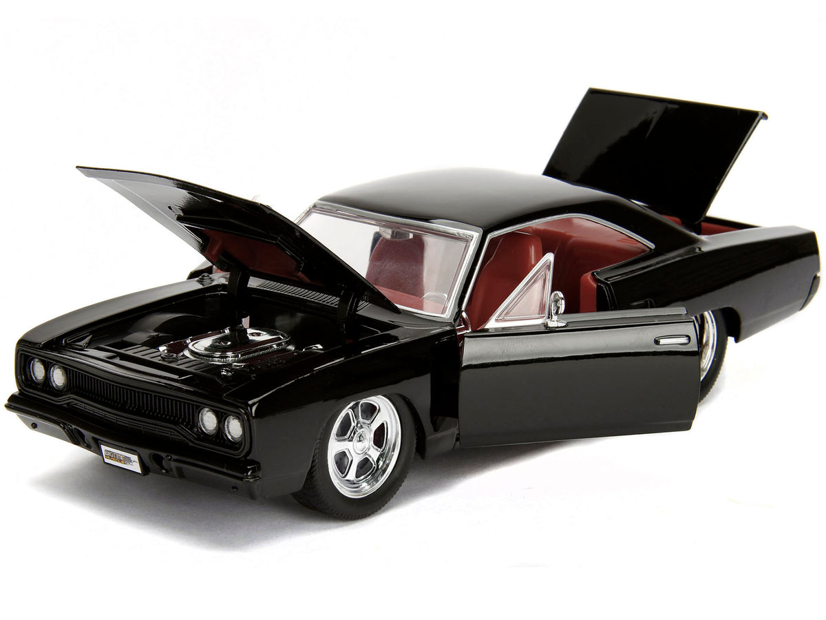 1970 Plymouth Road Runner 440 Black with Red Interior "Bigtime Muscle" Series 1/24 Diecast Model Car