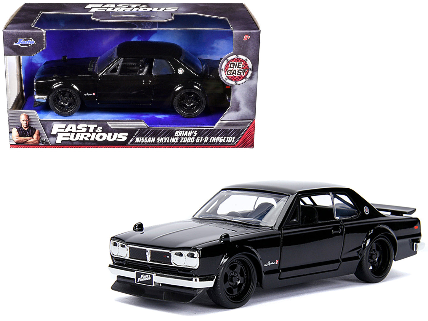 Brian's Nissan Skyline 2000 GT-R (KPGC10) Black "Fast & Furious" Movie 1/32 Diecast Model Car