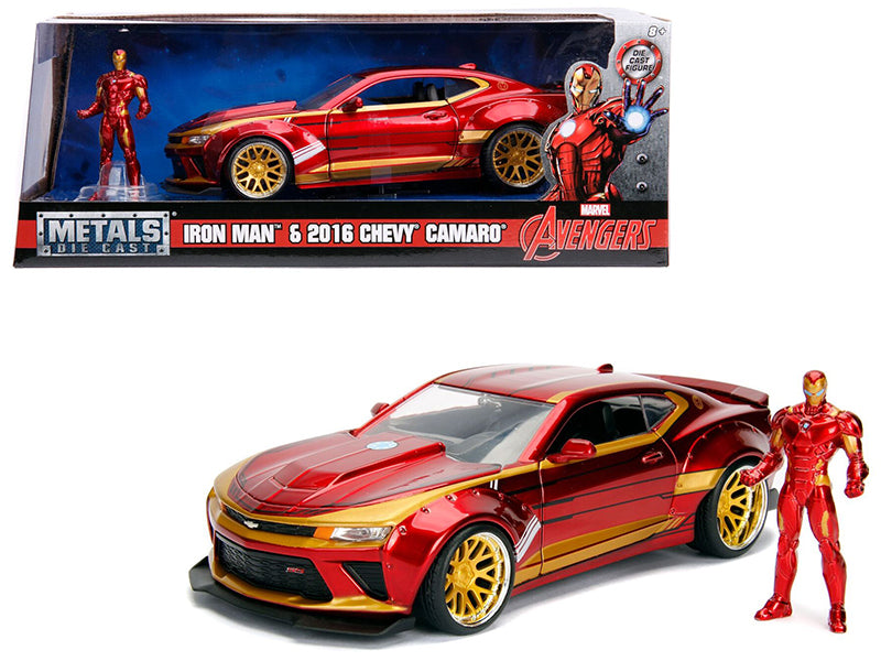 2016 Chevrolet Camaro with Iron Man Diecast Figure "Marvel" Series 1/24 Diecast Model Car