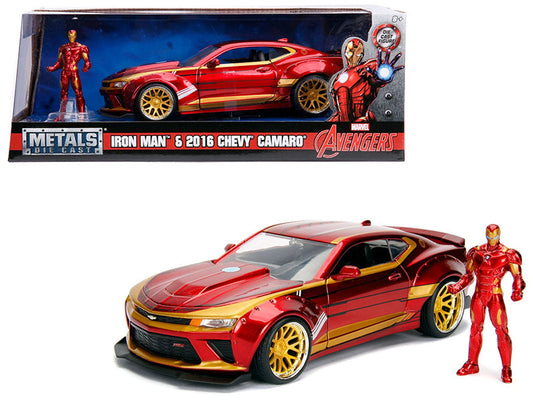 2016 Chevrolet Camaro with Iron Man Diecast Figure "Marvel" Series 1/24 Diecast Model Car