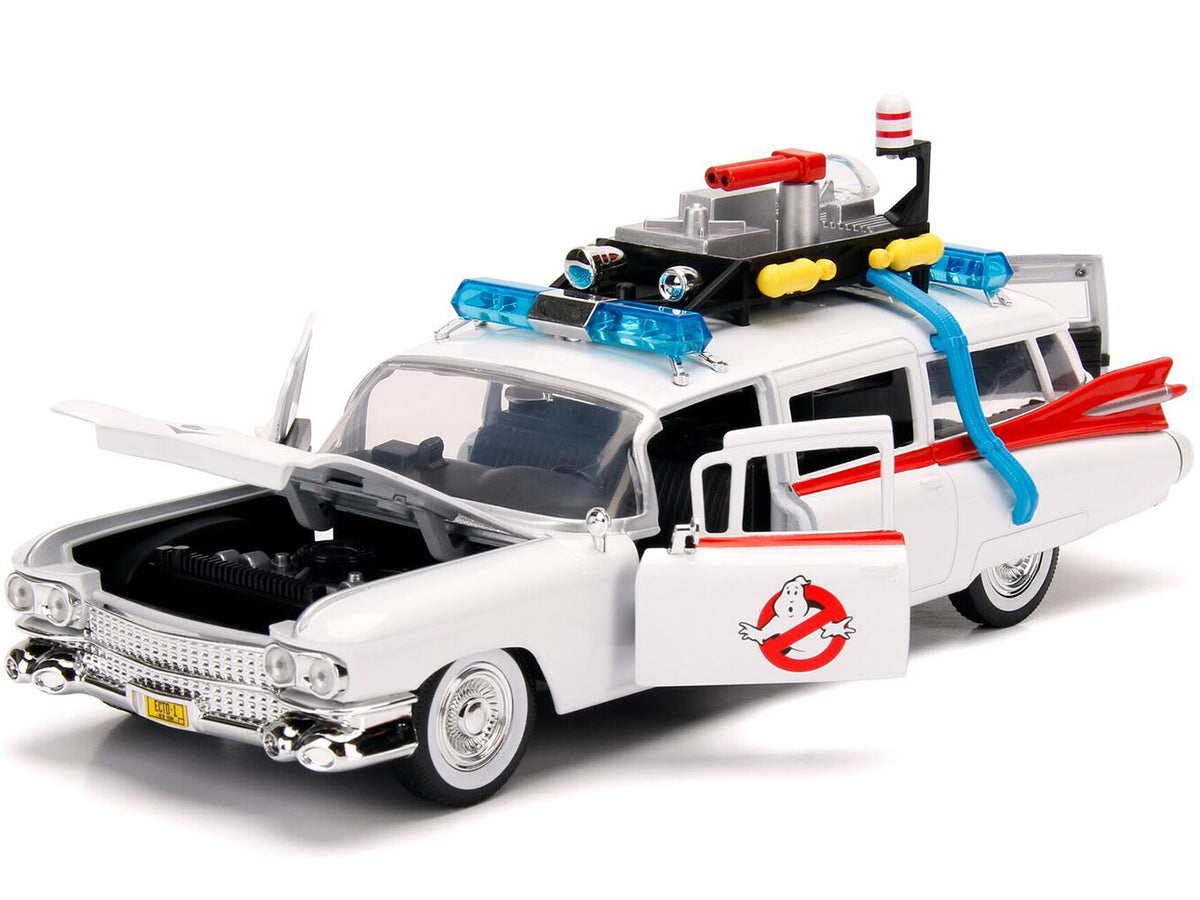 1959 Cadillac Ambulance Ecto-1 White "Ghostbusters" Movie "Hollywood Rides" Series 1/24 Diecast Model Car