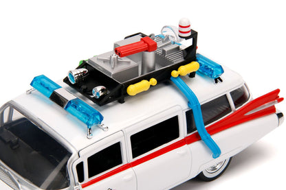 1959 Cadillac Ambulance Ecto-1 White "Ghostbusters" Movie "Hollywood Rides" Series 1/24 Diecast Model Car