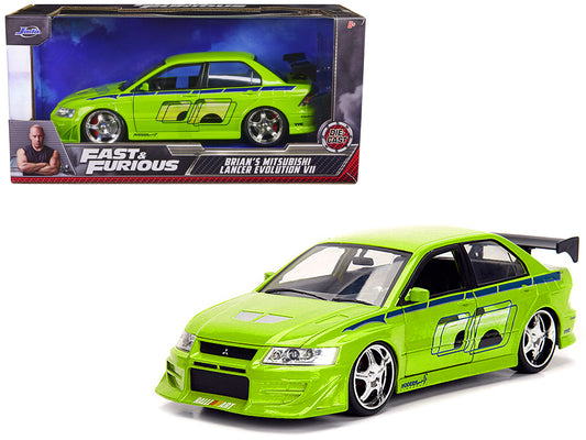 Brian's Mitsubishi Lancer Evolution VII Green with Graphics "Fast & Furious" Movie 1/24 Diecast Model Car