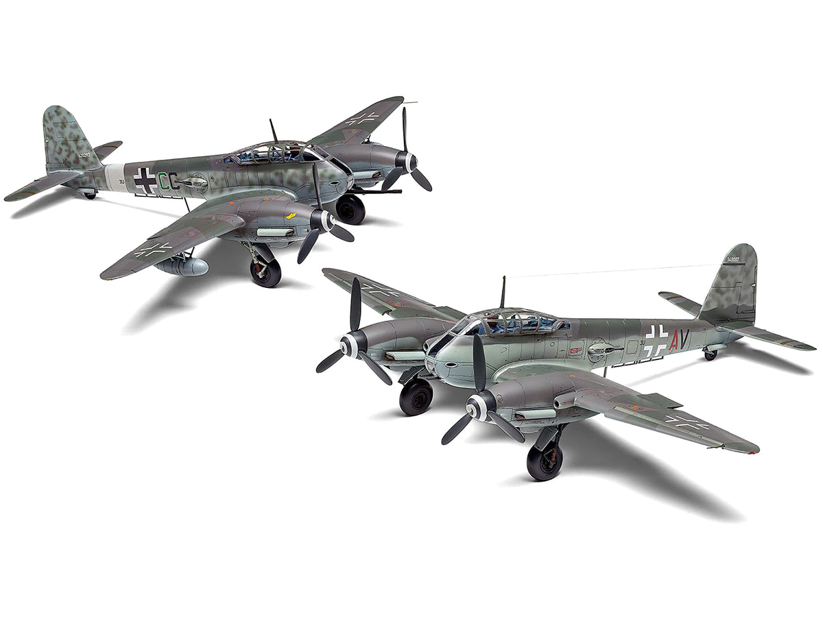 Level 2 Model Kit Messerschmitt Me410A-1/U2 & U4 Fighter-Bomber Aircraft with 2 Scheme Options 1/72 Plastic Model Kit