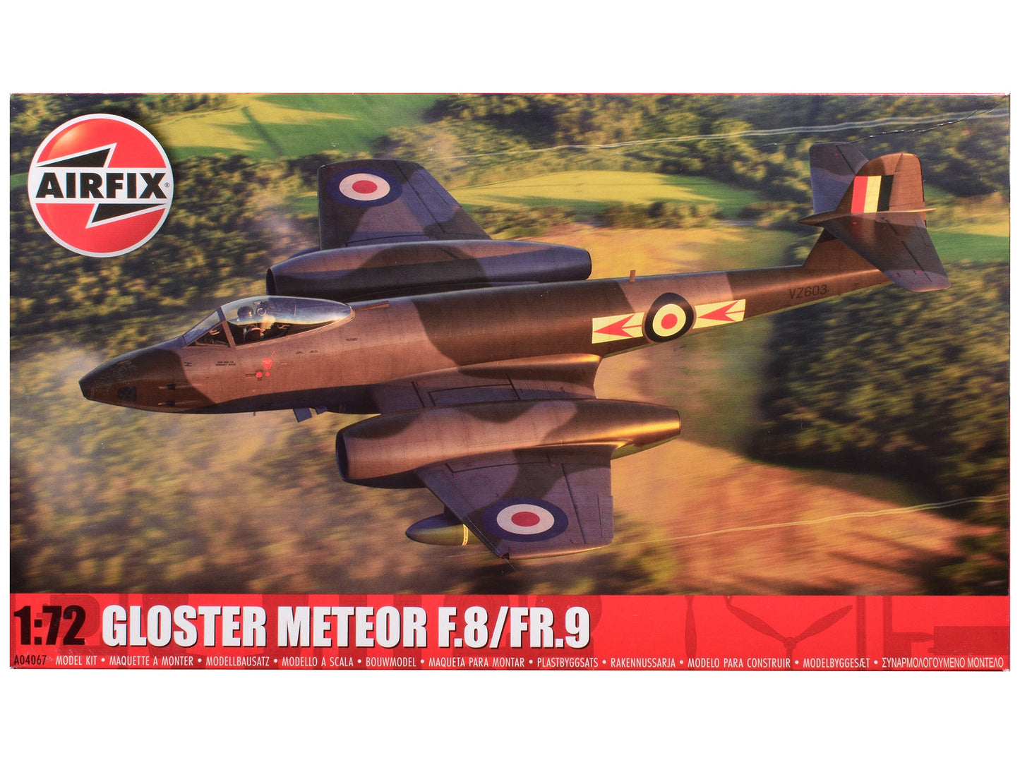 Level 2 Model Kit Gloster Meteor F.8/FR.9 Fighter Aircraft with 2 Scheme Options 1/72 Plastic Model Kit