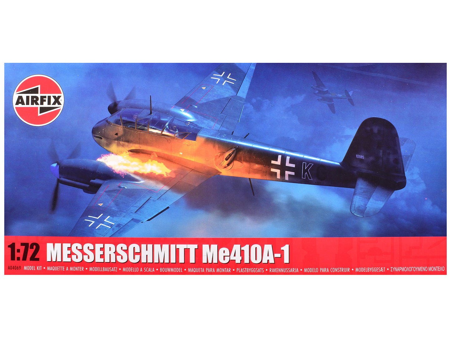 Level 2 Model Kit Messerschmitt Me410A-1 Fighter Aircraft with 2 Scheme Options 1/72 Plastic Model Kit