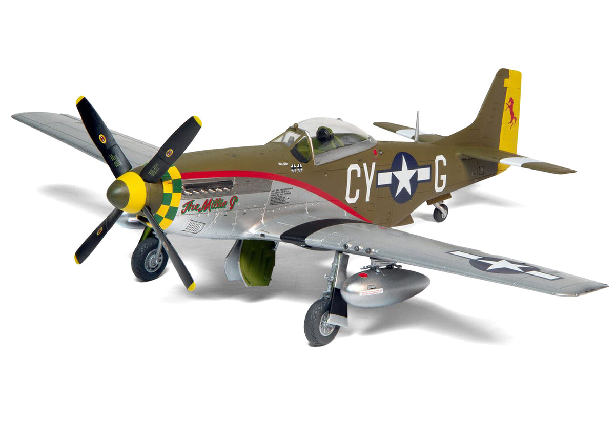 Level 2 Model Kit North American P-51D Mustang Fighter Aircraft with 2 Scheme Options 1/48 Plastic Model Kit