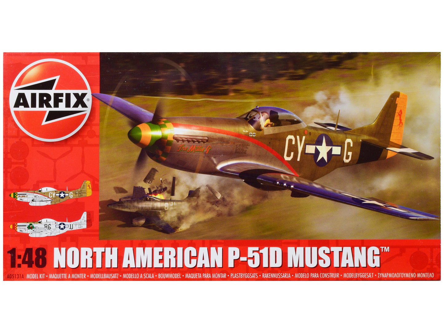 Level 2 Model Kit North American P-51D Mustang Fighter Aircraft with 2 Scheme Options 1/48 Plastic Model Kit