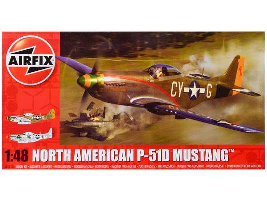 Level 2 Model Kit North American P-51D Mustang Fighter Aircraft with 2 Scheme Options 1/48 Plastic Model Kit
