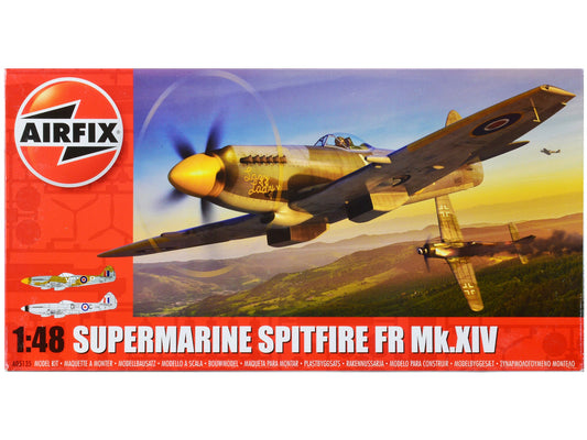 Level 2 Model Kit Supermarine Spitfire FR Mk.XIV Fighter Aircraft with 2 Scheme Options 1/48 Plastic Model Kit