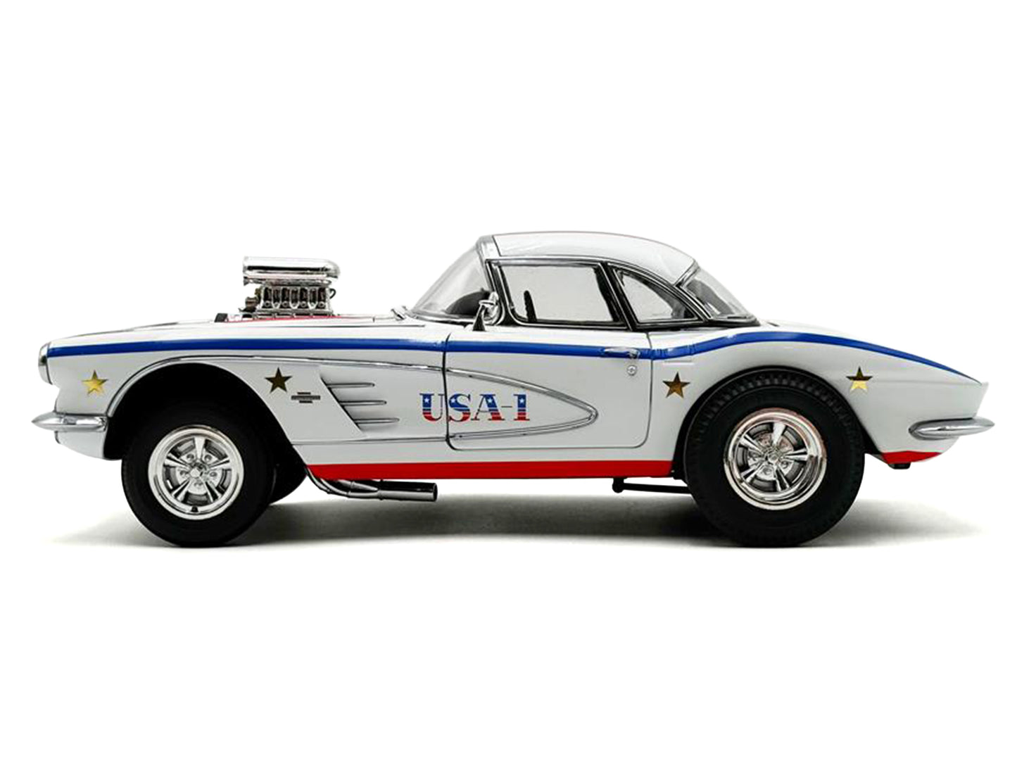 1961 Chevrolet Corvette Grand Sport Gasser "USA-1" White with Blue and Red Stripes Limited Edition to 362 pieces Worldwide 1/18 Diecast Model Car