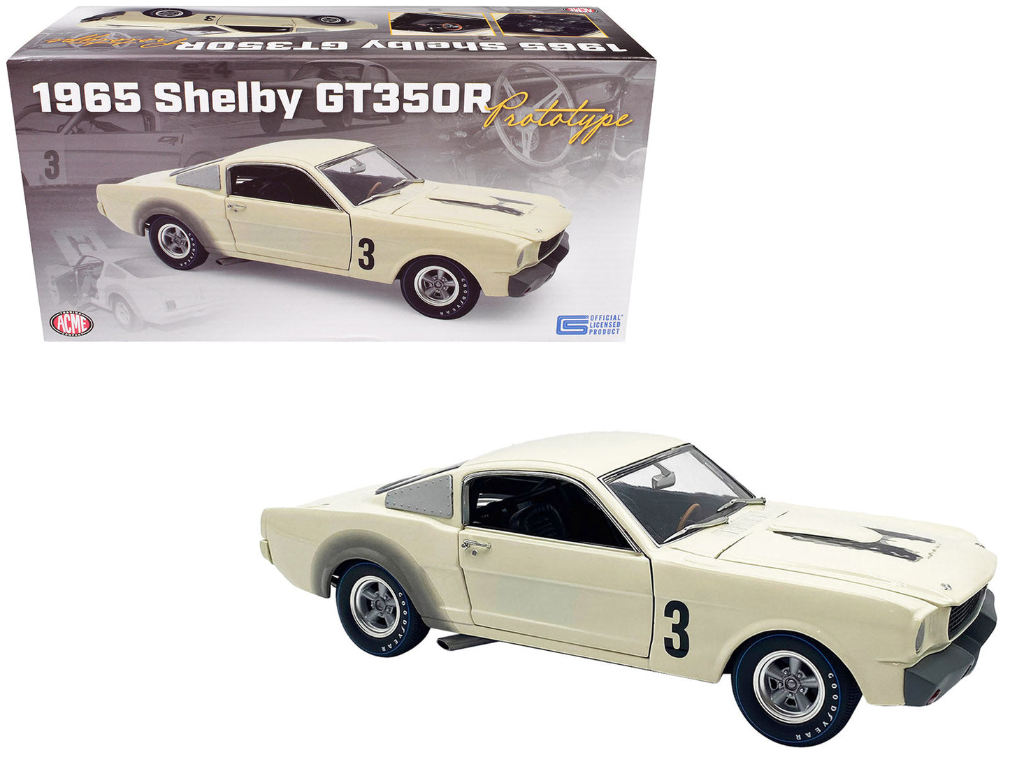1965 Shelby GT350R Prototype #3 White Limited Edition to 312 pieces Worldwide 1/18 Diecast Model Car
