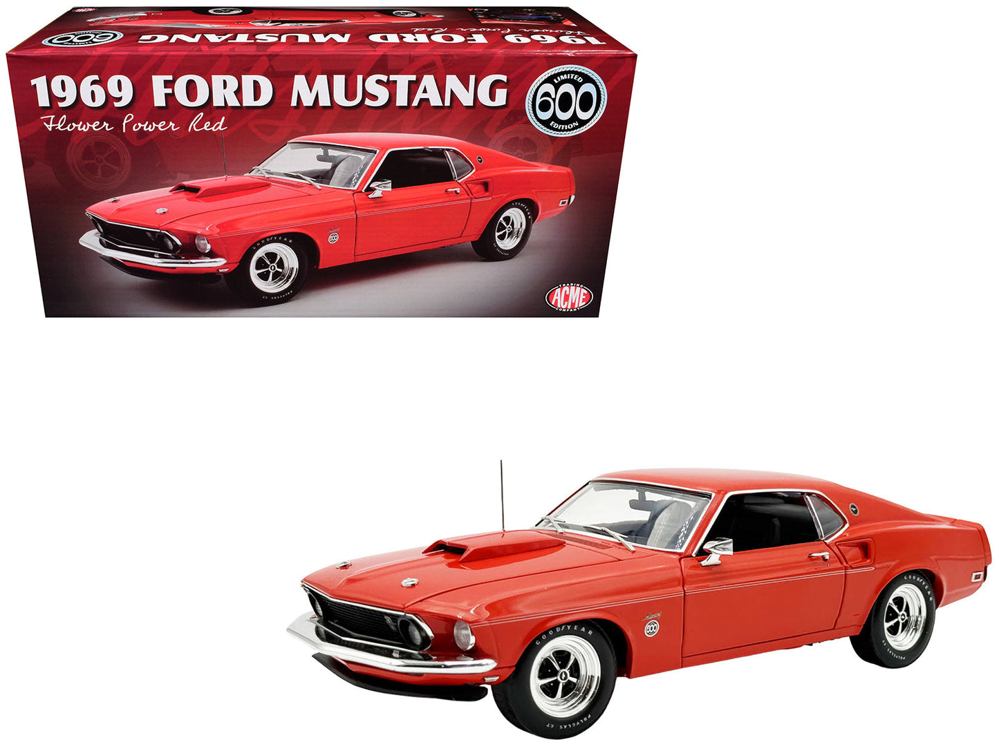 1969 Ford Mustang Limited Edition 600 Flower Power Red Limited Edition to 300 pieces Worldwide 1/18 Diecast Model Car