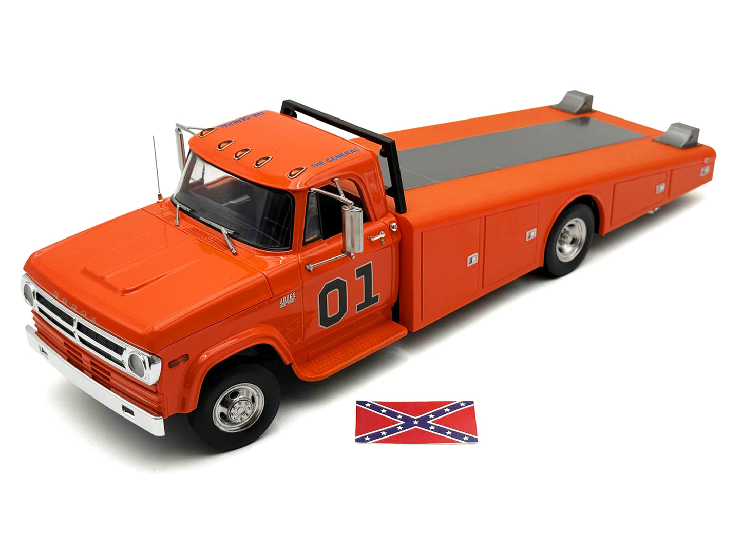 1970 Dodge D-300 Ramp Truck #01 "The General" Orange Limited Edition to 852 pieces Worldwide 1/18 Diecast Model Car