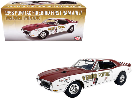 1968 Pontiac Firebird "First Ram Air II - Weidner Pontiac" White and Red with Stripes Limited Edition to 306 pieces Worldwide 1/18 Diecast Model Car