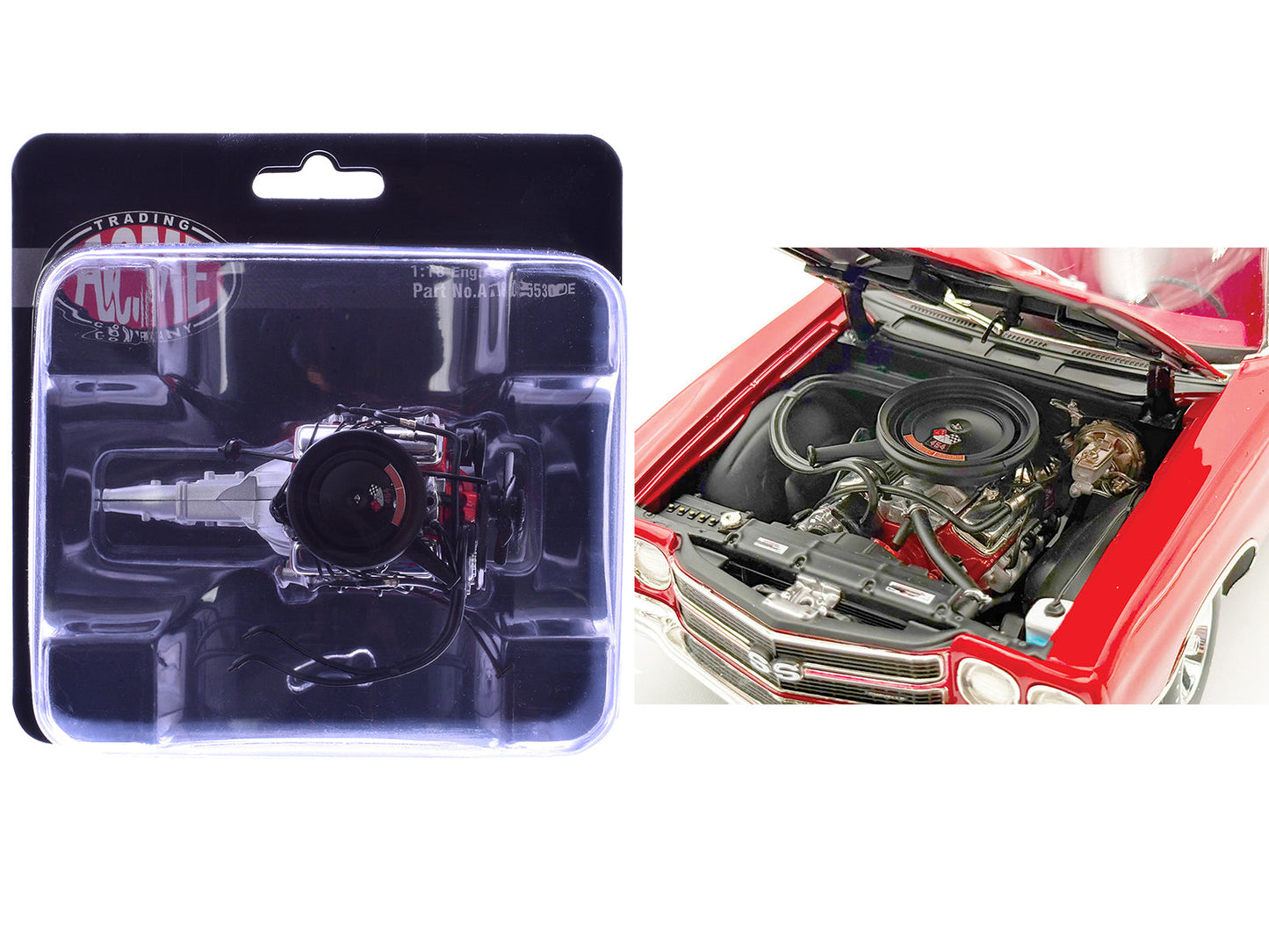 454 LS6 Engine and Transmission Replica from "1970 Chevrolet Chevelle SS" 1/18 Model