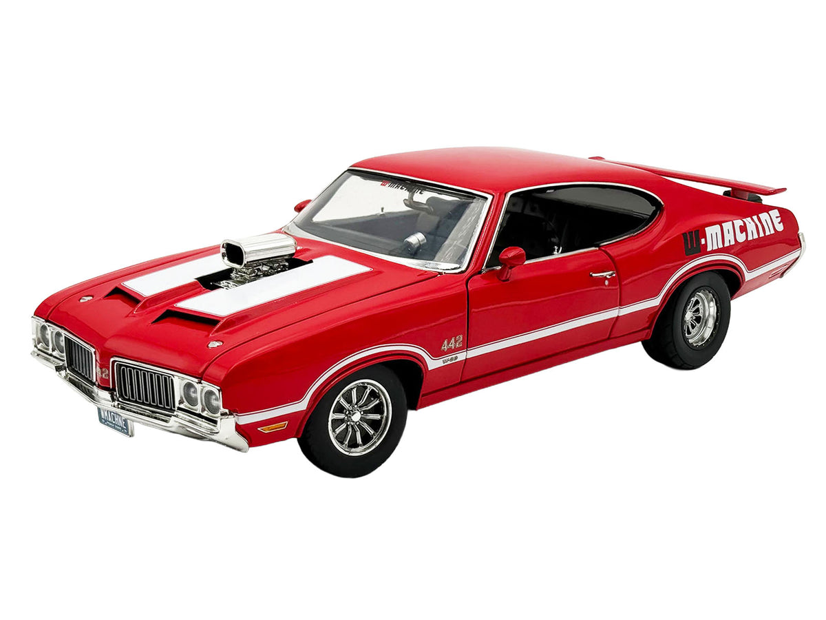 1970 Oldsmobile 442 W30 "W-Machine - Drag Outlaws" Red with White Stripes Limited Edition to 300 pieces Worldwide 1/18 Diecast Model Car