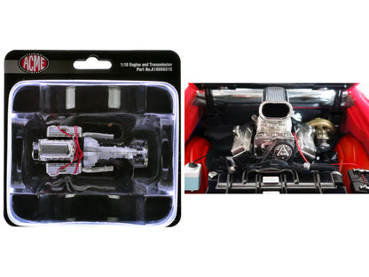 Blown 455 Engine and Transmission Replica from "1970 Oldsmobile 442 W30 W-Machine" 1/18 Model