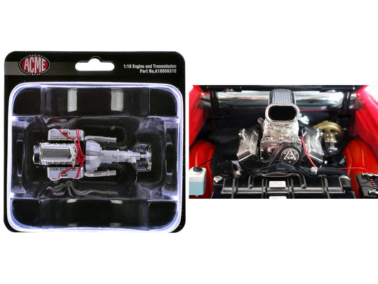 Blown 455 Engine and Transmission Replica from "1970 Oldsmobile 442 W30 W-Machine" 1/18 Model