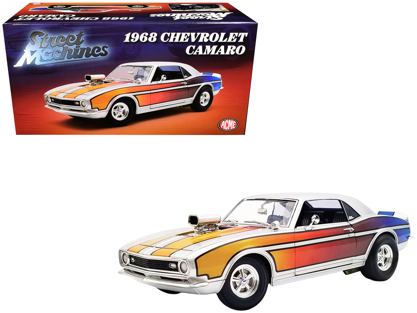 1968 Chevrolet Camaro "Street Machines" Silver Metallic with Graphics Limited Edition to 300 pieces Worldwide 1/18 Diecast Model Car