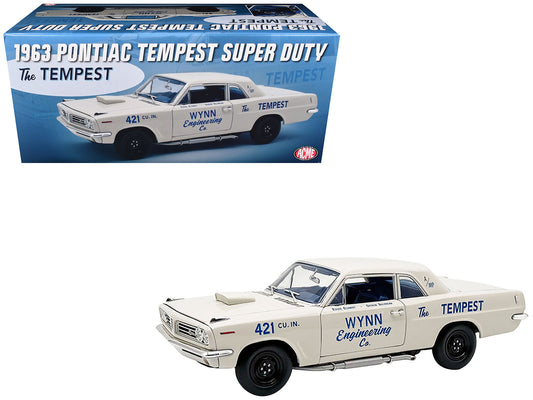 1963 Pontiac Tempest Super Duty "Wynn Engineering Co." White with Blue Interior Limited Edition to 315 pieces Worldwide 1/18 Diecast Model Car