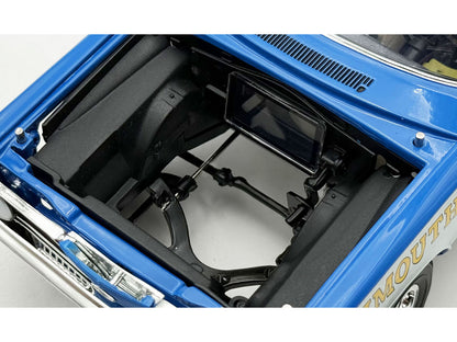 1966 Plymouth Barracuda "Hemi Hustler" Blue with White Stripes Limited Edition to 374 pieces Worldwide 1/18 Diecast Model Car