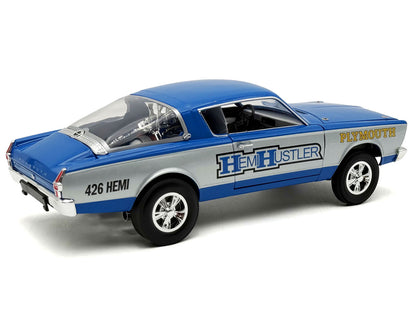 1966 Plymouth Barracuda "Hemi Hustler" Blue with White Stripes Limited Edition to 374 pieces Worldwide 1/18 Diecast Model Car