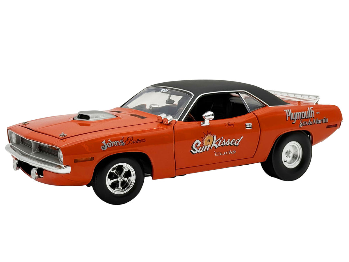 1970 Plymouth HEMI Cuda "Sun Kissed Cuda - Sox & Martin" Vitamin C Orange with Black Vinyl Top Limited Edition to 444 pieces Worldwide 1/18 Diecast Model Car