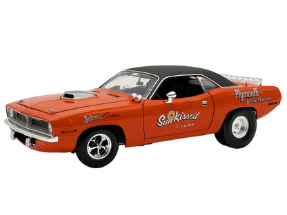 1970 Plymouth HEMI Cuda "Sun Kissed Cuda - Sox & Martin" Vitamin C Orange with Black Vinyl Top Limited Edition to 444 pieces Worldwide 1/18 Diecast Model Car