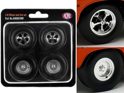 "Centerline/Keystone" Wheel and Tire Set of 4 pieces from 1970 Plymouth HEMI Cuda for 1/18 Scale Models