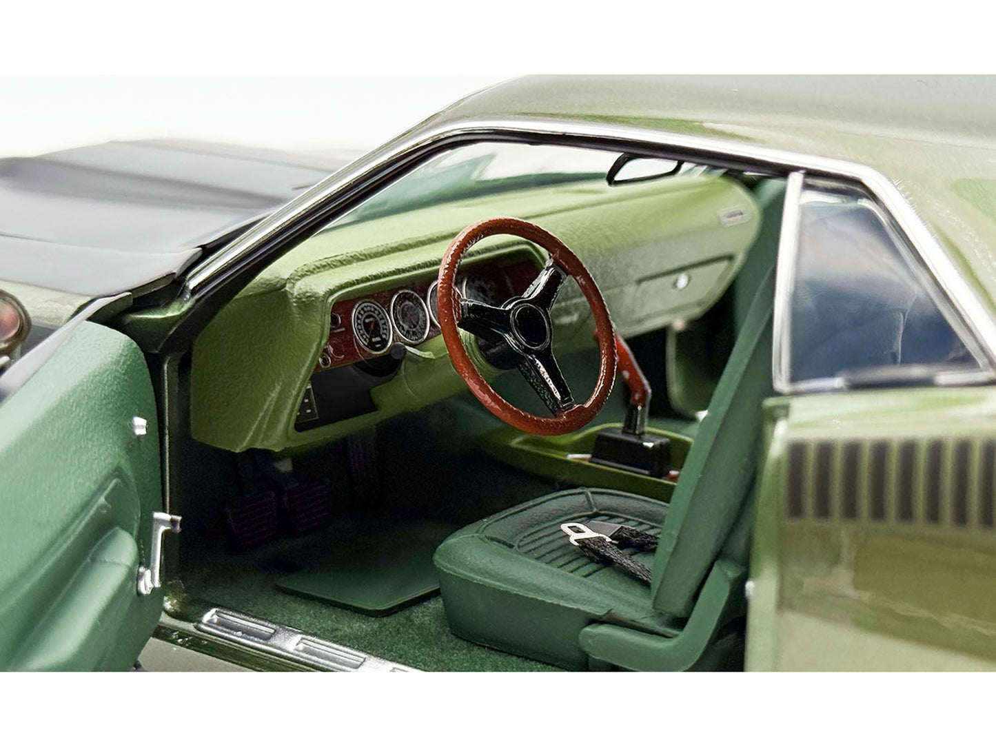 1970 Plymouth AAR Cuda Ivy Green Metallic with Black Stripes and Green Interior Limited Edition to 576 pieces Worldwide 1/18 Diecast Model Car