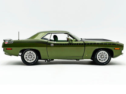1970 Plymouth AAR Cuda Ivy Green Metallic with Black Stripes and Green Interior Limited Edition to 576 pieces Worldwide 1/18 Diecast Model Car