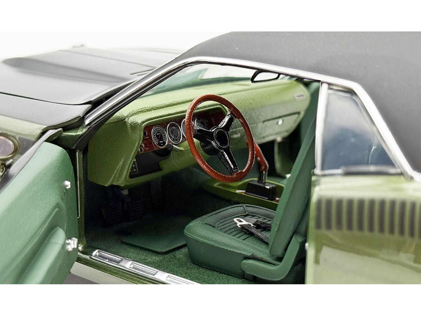 1970 Plymouth AAR Cuda Ivy Green Metallic with Black Stripes and Black Vinyl Top with Green Interior Limited Edition to 448 pieces Worldwide 1/18 Diecast Model Car
