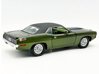 1970 Plymouth AAR Cuda Ivy Green Metallic with Black Stripes and Black Vinyl Top with Green Interior Limited Edition to 448 pieces Worldwide 1/18 Diecast Model Car