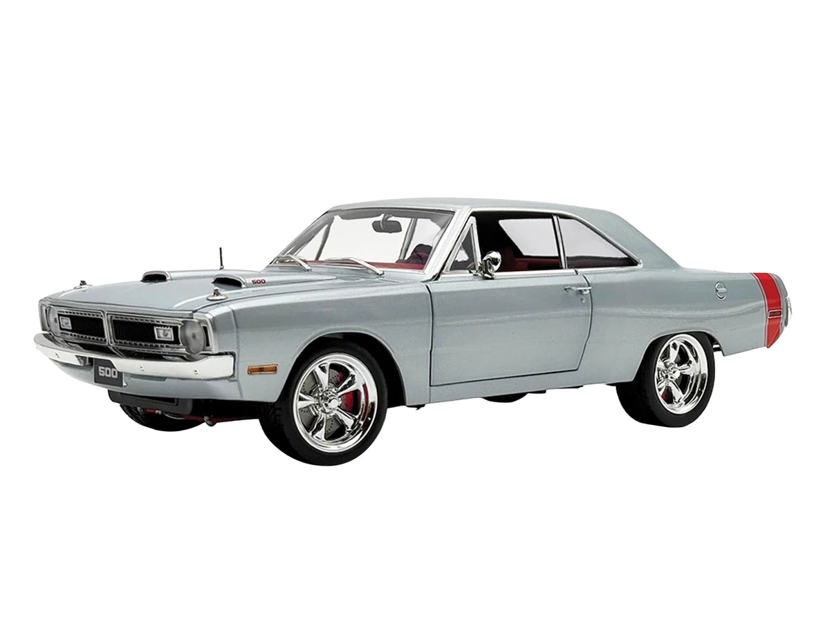 1970 Dodge Dart 440 Street Machine Titanium Silver Metallic with Red Tail Stripe and Red Interior Limited Edition to 594 pieces Worldwide 1/18 Diecast Model Car
