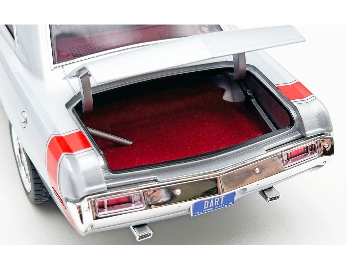 1970 Dodge Dart 440 Street Machine Titanium Silver Metallic with Red Tail Stripe and Red Interior Limited Edition to 594 pieces Worldwide 1/18 Diecast Model Car