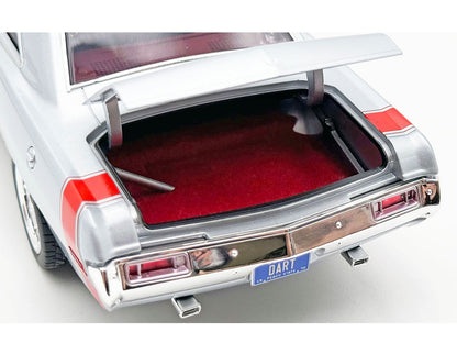 1970 Dodge Dart 440 Street Machine Titanium Silver Metallic with Red Tail Stripe and Red Interior Limited Edition to 594 pieces Worldwide 1/18 Diecast Model Car
