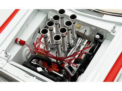 1965 Dodge Coronet AWB "Mr. Tomato" White with Red Stripes Limited Edition to 408 pieces Worldwide 1/18 Diecast Model Car