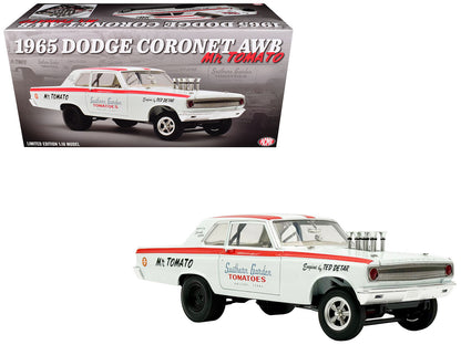 1965 Dodge Coronet AWB "Mr. Tomato" White with Red Stripes Limited Edition to 408 pieces Worldwide 1/18 Diecast Model Car