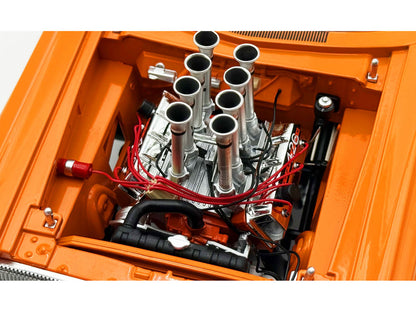 1965 Dodge Coronet AWB "Go Man Go" Go Mango Orange with Black Hood Limited Edition to 300 pieces Worldwide 1/18 Diecast Model Car