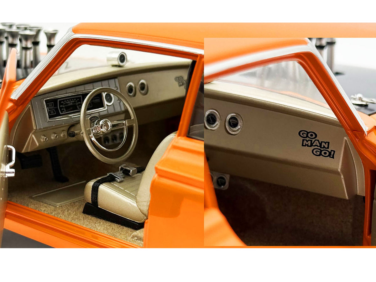 1965 Dodge Coronet AWB "Go Man Go" Go Mango Orange with Black Hood Limited Edition to 300 pieces Worldwide 1/18 Diecast Model Car
