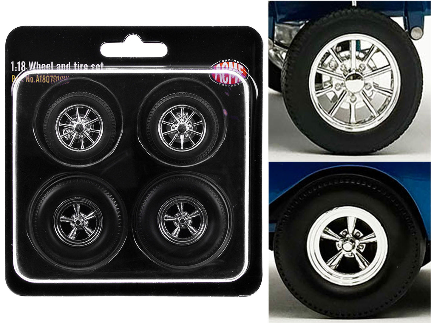 "Drag" Wheel and Tire Set of 4 pieces from "1957 Chevrolet 150 Gasser 'High Roller'" for 1/18 Scale Models