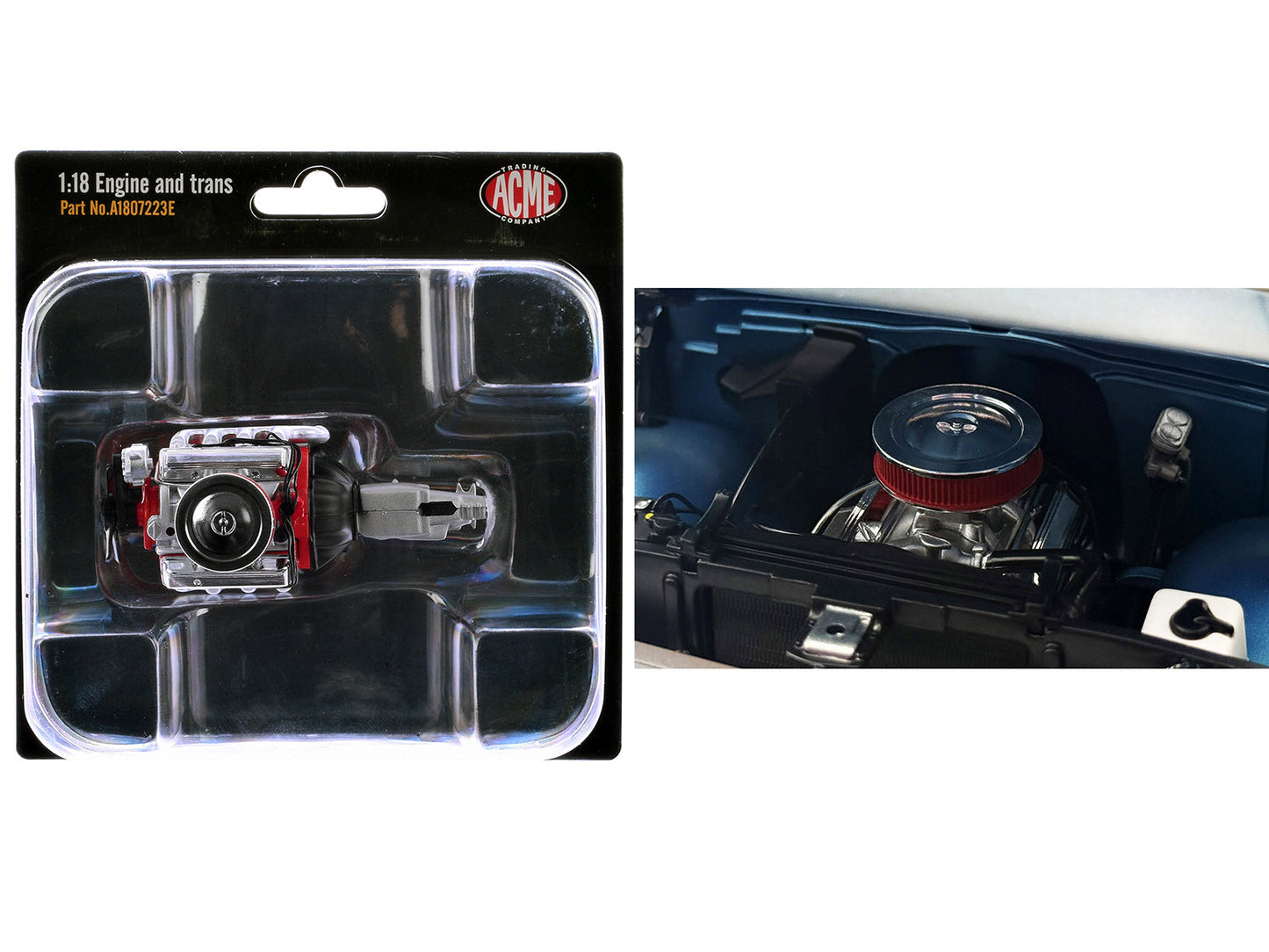 Small Block 350 Engine and Transmission Replica from "1967 Chevrolet K-10 Pickup Truck" 1/18 Model