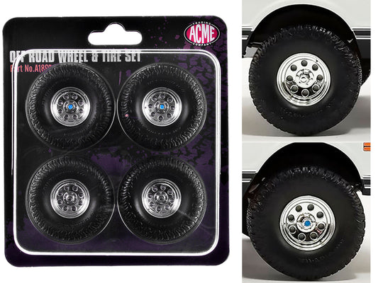 "Offroad" 35" Mag Wheel and Tire Set of 4 pieces from 1971 Chevrolet K5 Blazer for 1/18 Scale Models