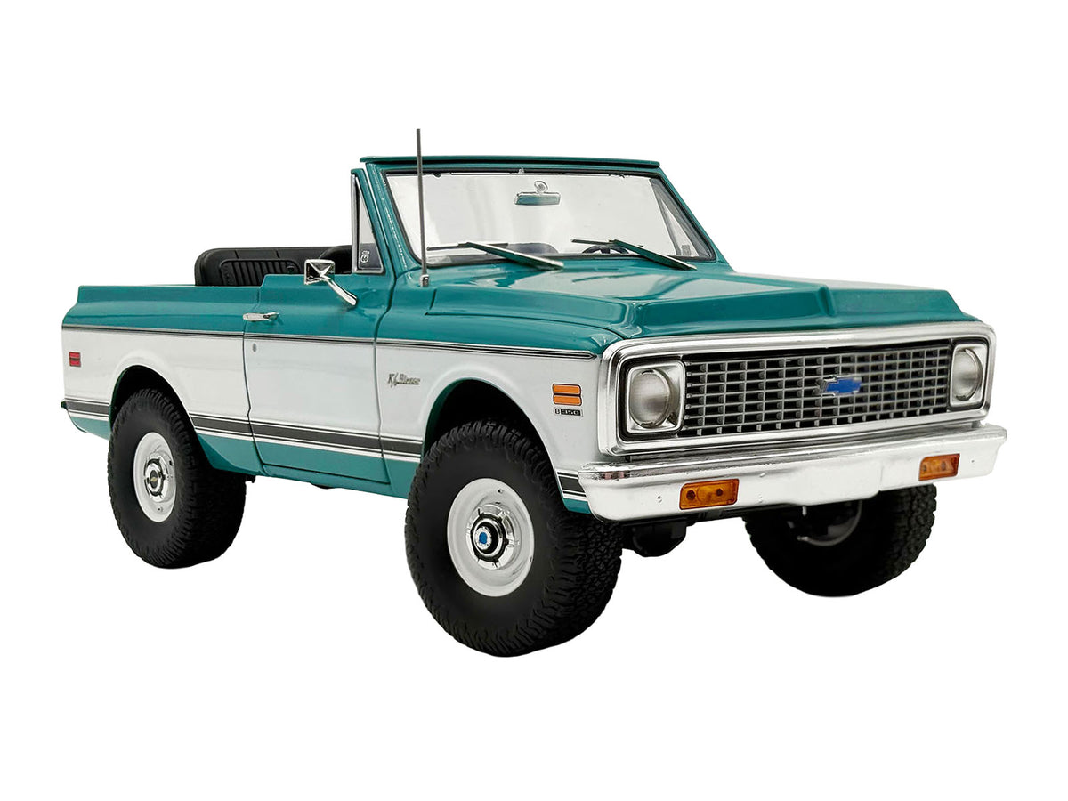 1972 Chevrolet Blazer K/5 "Route 66 100th Anniversary" Green and White with Black Stripes Limited Edition 1/18 Diecast Model Car