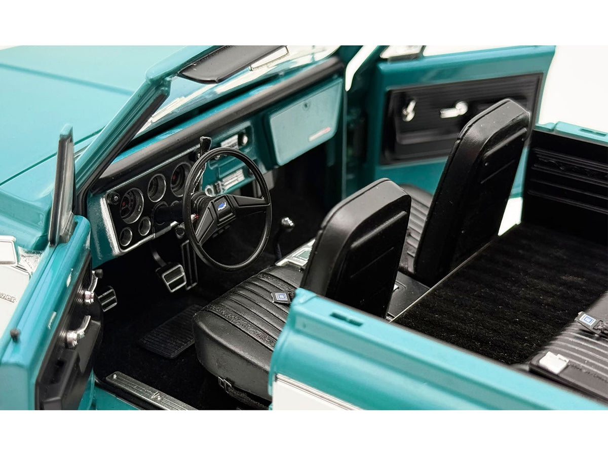 1972 Chevrolet Blazer K/5 "Route 66 100th Anniversary" Green and White with Black Stripes Limited Edition 1/18 Diecast Model Car