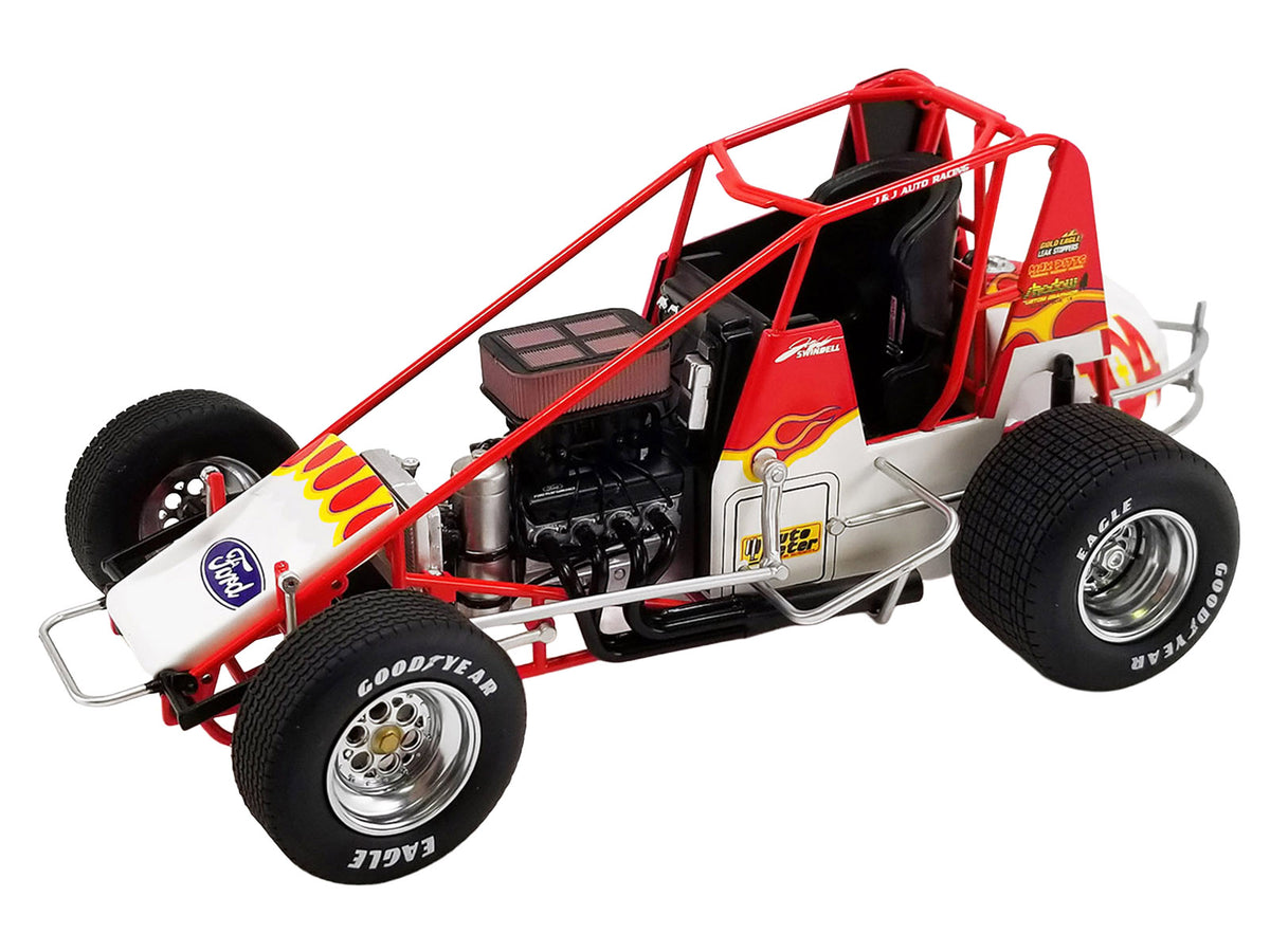 Winged Sprint Car #104+ Jeff Swindell "Octane Boost" Red with Graphics "National Sprint Car Hall of Fame" 1/18 Diecast Model Car